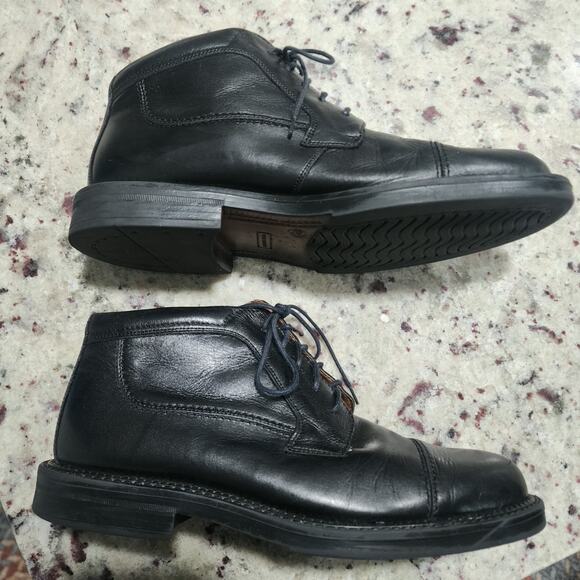 VENTURINI MEN\'S BLACK ITALIAN LEATHER CHUKKA BOOTS SIZE 8.5 MADE IN ITALY main image 4